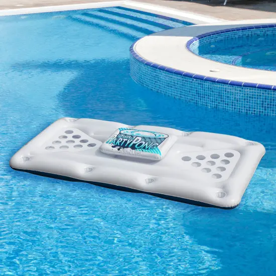 Northlight Floating Swimming Pool Pong Game with Built In Cooler - 76.5" White {3}