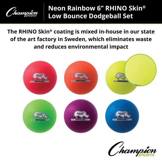 Rhino Skin&reg; 6-Inch Low Bounce Dodgeball Set, Assorted Neon Colors, Set of 6 {2}