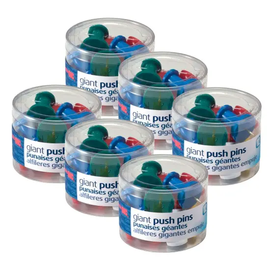 Giant Push Pins, 12 Per Pack, 6 Packs {1}