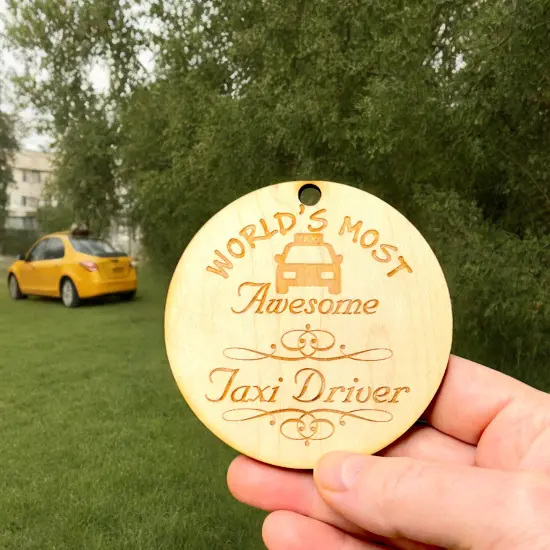 Worlds most Awesome Taxi Driver - Ornament - Raw Wood {6}