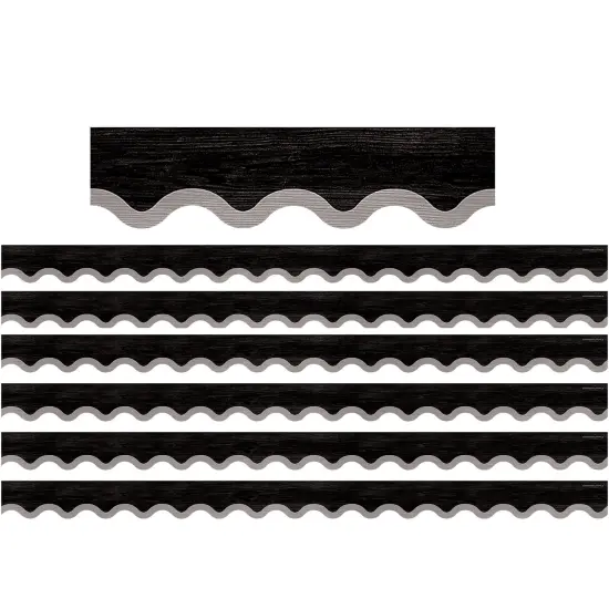 Modern Farmhouse Black with Gray Scalloped Border Trim, 35 Feet, 6 Packs {1}