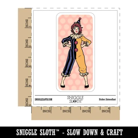 Adorable Clown Girl Waterproof Vinyl Phone Tablet Laptop Water Bottle Sticker Set - 5 Pack {1}