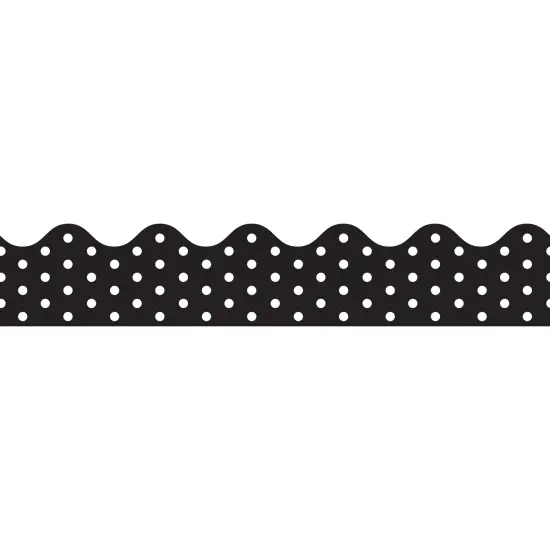 Black & White Dots Rolled Scalloped Border, 36 Feet Per Roll, 6 Rolls {5}