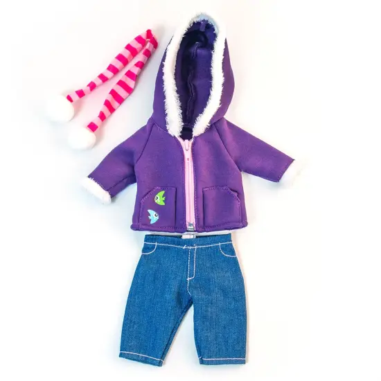 Doll Clothes, Fits 12-5/8" Dolls, Cold Weather Purple Fleece Set {1}