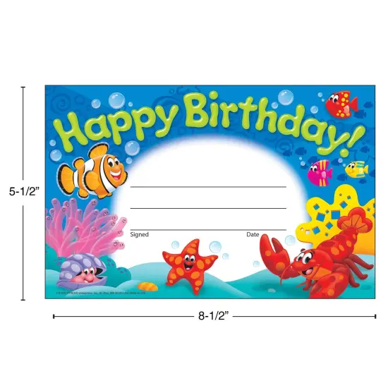 Happy Birthday! Sea Buddies&trade; Recognition Awards, 30 Per Pack, 6 Packs {3}