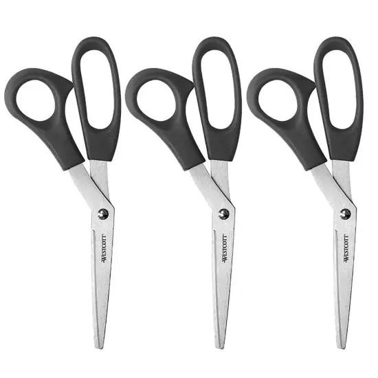 All Purpose 8" Bent Scissors, Pack of 3 {2}