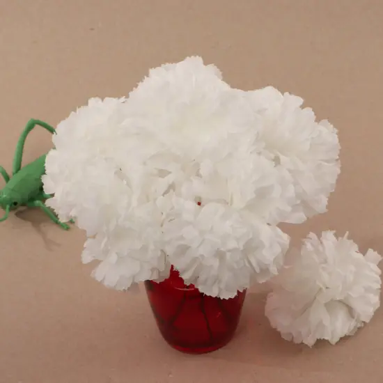 Cream White Carnation Picks: Set of 100, 5" Stems by Floral Home&reg; {5}