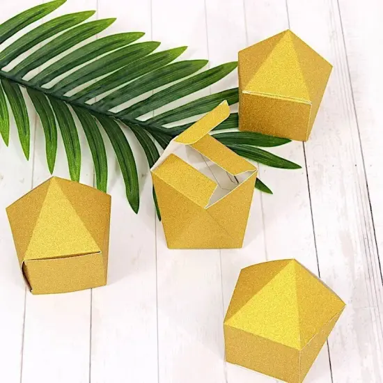 25 GOLD 3" Glittered Geometric FAVOR BOXES Gift Holders {3}