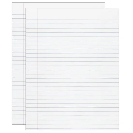 Composition Paper, White, Red Margin, 3/8" Ruled 8" x 10-1/2", 500 Sheets Per Pack, 2 Packs {1}