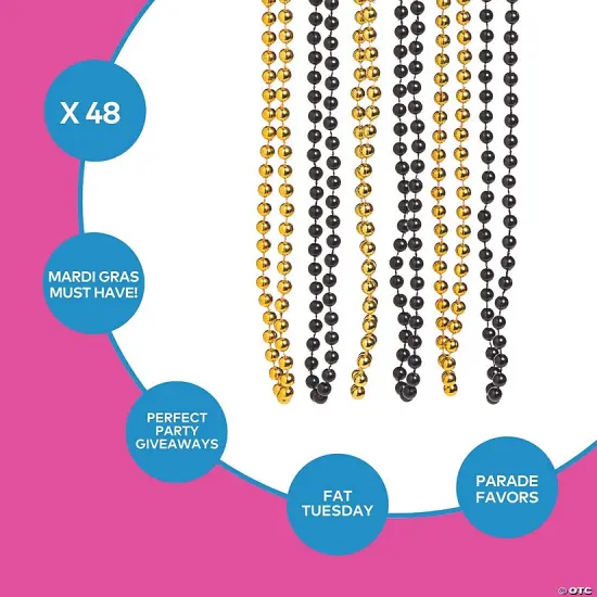 Bulk 48 Pc. Black & Gold Bead Necklaces | RAHEEV&reg; {3}