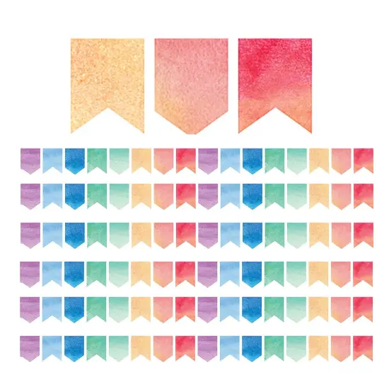 Watercolor Pennants Die-Cut Border Trim, 35 Feet Per Pack, 6 Packs {1}