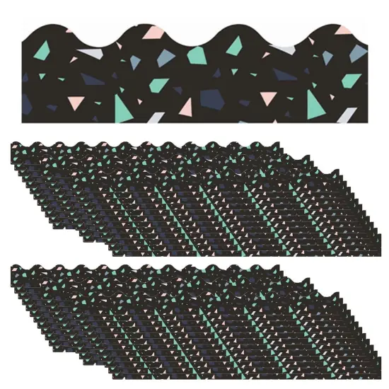 Simply Sassy Black Terrazzo Deco Trim&reg; Extra Wide Die Cut, 37 Feet Per Pack, 6 Packs {1}
