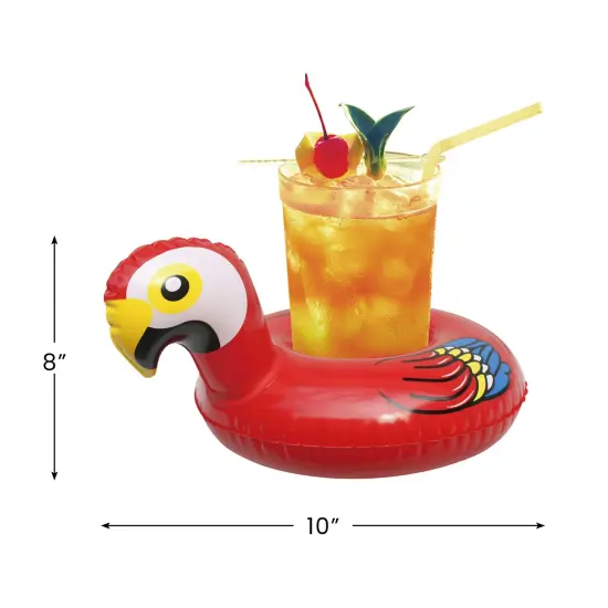 Northlight 10" Inflatable Parrot Swimming Pool Floating Drink Holder Red {5}