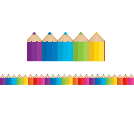 Colored Pencils Die-Cut Border Trim, 35 Feet Per Pack, 6 Packs {1}