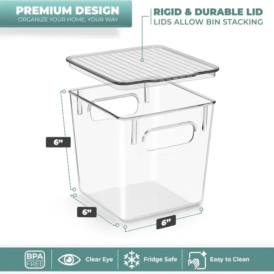 Sorbus Clear Plastic Container Bins W/ Lids (Small 4 Pack) {3}