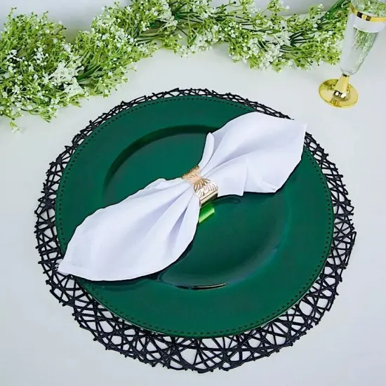 6 pcs 13" HUNTER GREEN BEADED Round CHARGER PLATES {3}