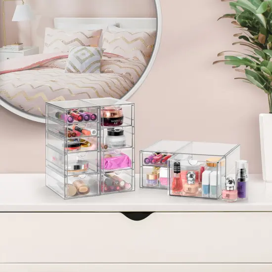 Sorbus 12 Drawers Acrylic Organizer for Makeup, Organization and Storage, Art Supplies, Jewelry, Stationary - 3 Pcs Clear Stackable Storage Drawers {6}