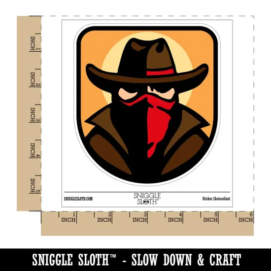 Masked Cowboy Bandit Highwayman with Hat Bandana Waterproof Vinyl Phone Tablet Laptop Water Bottle Sticker Set - 5 Pack {1}