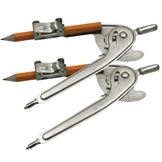 Ball Bearing Compass with Golf Pencil, Safety Point, 12 Per Pack, 2 Packs {1}