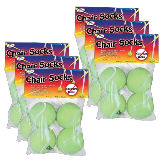 Chair Socks, Yellow, 4 Per Pack, 6 Packs {1}