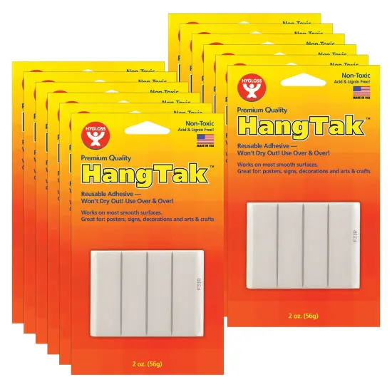 HangTak&trade; Reusable Adhesive, White, 2 oz. Per Pack, 12 Packs {1}