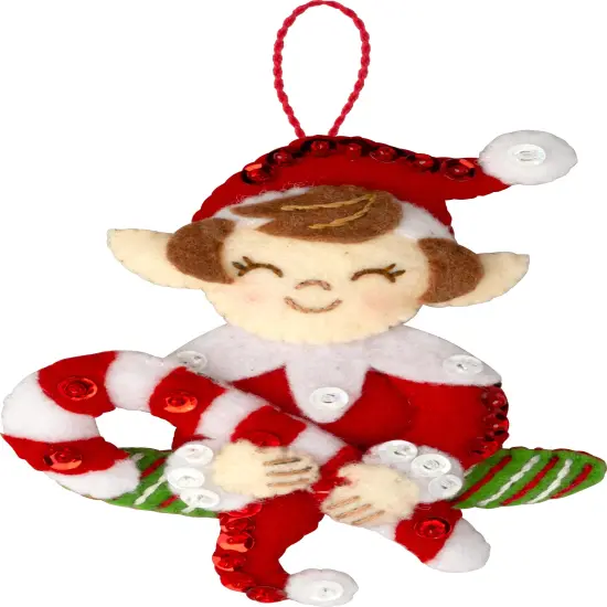 Bucilla Felt Ornaments Applique Kit Set Of 4-Merry Elves {5}