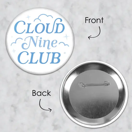 Big Dot of Happiness On Cloud 9 - 3 inch Bridal or Bachelorette Party Badge - Pinback Buttons - Set of 8 {7}