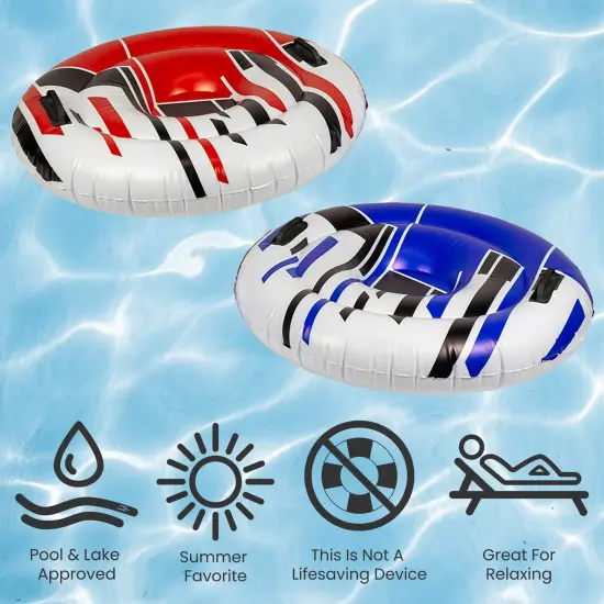 Pool Central Set of 2 Red and Blue Racing Saucers Inflatable Swimming Pool Floats, 28.5"D {6}