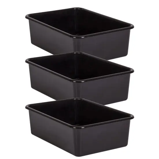 Black Large Plastic Storage Bin, Pack of 3 {1}