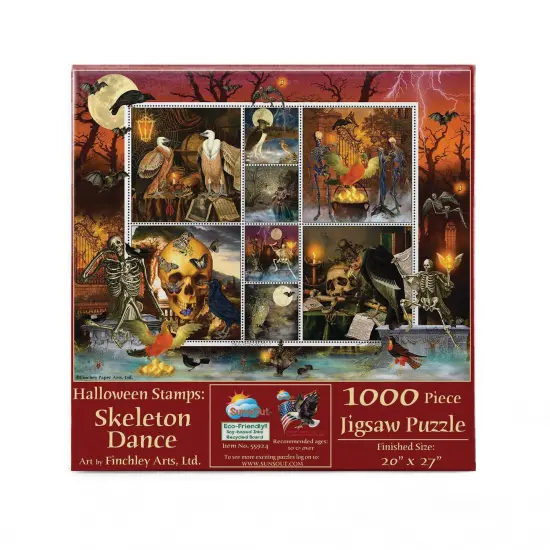 Sunsout Halloween Stamps Skeleton Dance 1000 pc Halloween Jigsaw Puzzle 55924 {4}