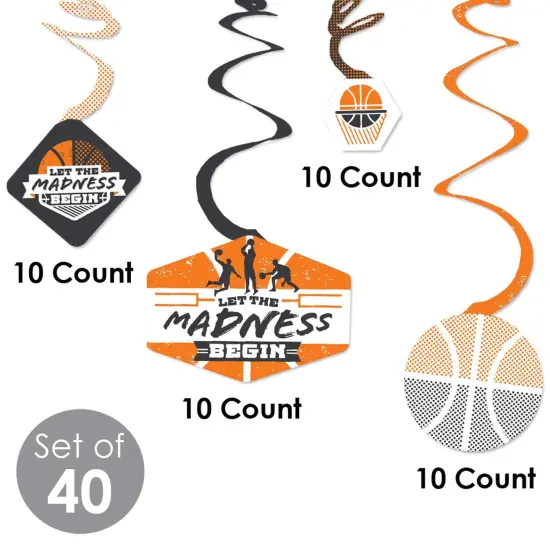 Big Dot of Happiness Basketball - Let The Madness Begin - College Basketball Party Hanging Decor - Party Decoration Swirls - Set of 40 {6}