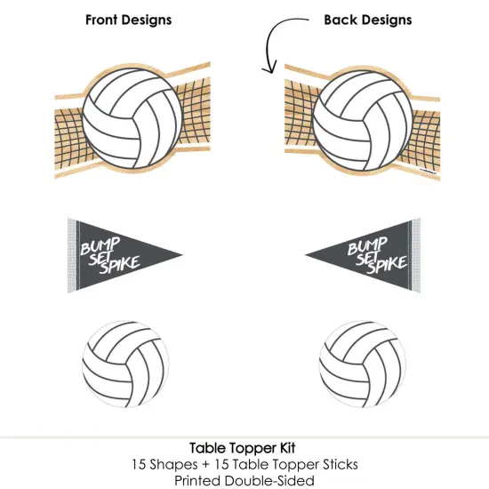 Big Dot of Happiness Bump, Set, Spike - Volleyball - Baby Shower or Birthday Party Centerpiece Sticks - Table Toppers - Set of 15 {6}