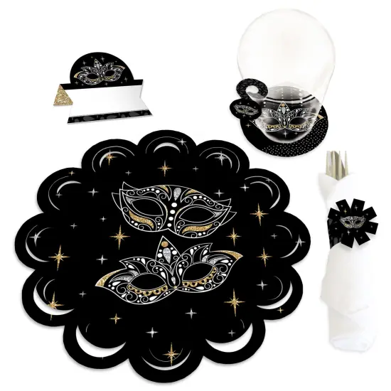 Big Dot of Happiness Masquerade - Mask Party Paper Charger and Table Decorations - Chargerific Kit - Place Setting for 8 {1}