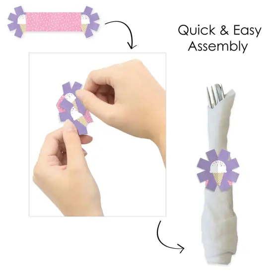 Big Dot of Happiness Scoop Up The Fun - Ice Cream - Sprinkles Party Paper Napkin Holder - Napkin Rings - Set of 24 {6}