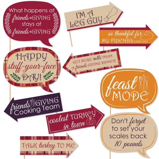 Big Dot of Happiness Funny Friends Thanksgiving Feast - Friendsgiving Photo Booth Props Kit - 10 Piece {1}