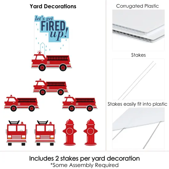 Big Dot of Happiness Fired Up Fire Truck - Yard Sign and Outdoor Lawn Decorations - Firefighter Baby Shower or Birthday Party Yard Signs - Set of 8 {6}