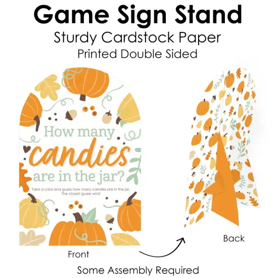 Big Dot of Happiness Little Pumpkin - How Many Candies Fall Birthday Party or Baby Shower Game - 1 Stand and 40 Cards - Candy Guessing Game {6}