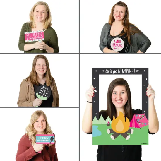 Big Dot of Happiness Let's Go Glamping - Camp Glamp Party or Birthday Party Selfie Photo Booth Picture Frame & Props - Printed on Sturdy Material {3}