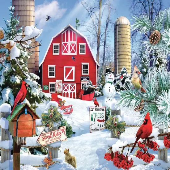 Sunsout A Snowy Day on the Farm 1000 pc Christmas Jigsaw Puzzle 35025 {1}