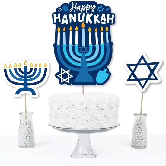 Big Dot of Happiness Hanukkah Menorah - Chanukah Holiday Party Centerpiece Sticks - Table Toppers - Set of 15 {4}