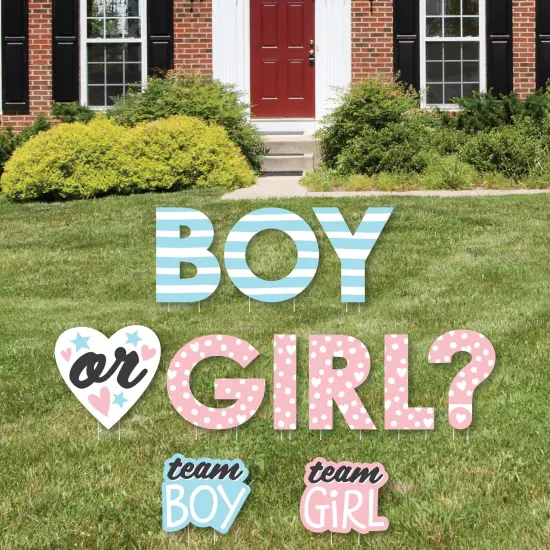 Big Dot of Happiness Baby Gender Reveal - Yard Sign Outdoor Lawn Decorations - Team Boy or Girl Party Yard Signs - Boy or Girl {1}
