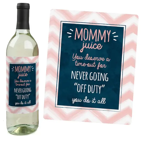 Big Dot of Happiness Mommy's Time-Out - Gift For Women - Wine Bottle Label Stickers - Set of 4 {6}