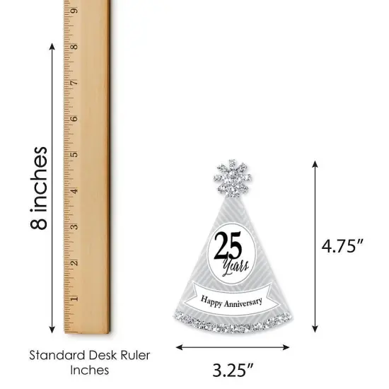 Big Dot of Happiness We Still Do - 25th Wedding Anniversary - Mini Cone Anniversary Party Hats - Small Little Party Hats - Set of 8 {7}