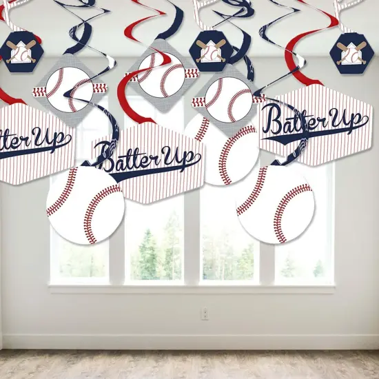 Big Dot of Happiness Batter Up - Baseball - Baby Shower or Birthday Party Hanging Decor - Party Decoration Swirls - Set of 40 {4}