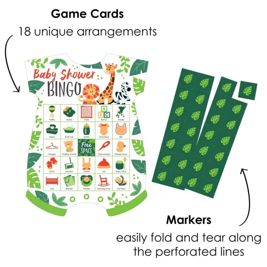 Big Dot of Happiness Jungle Party Animals - Picture Bingo Cards and Markers - Safari Zoo Animal Baby Shower Shaped Bingo Game - Set of 18 {3}