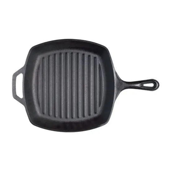 Lodge Cast Iron Square Grill Pan for Indoor/Outdoor Use, 10.5 inches {3}