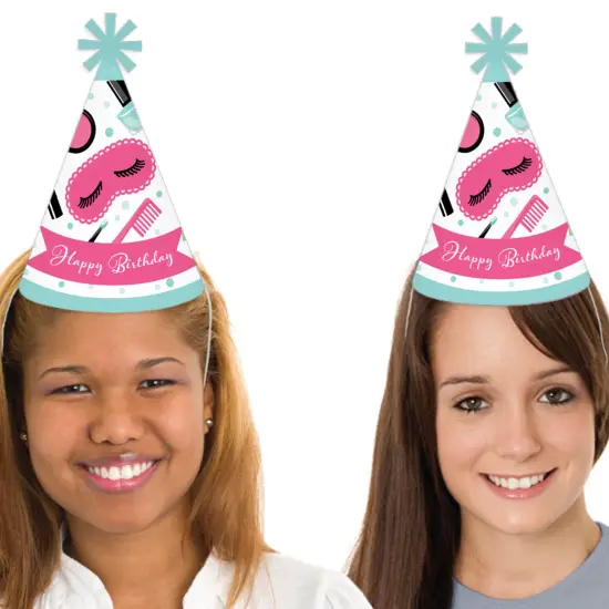 Big Dot of Happiness Spa Day - Cone Happy Birthday Party Hats for Kids and Adults - Set of 8 (Standard Size) {3}