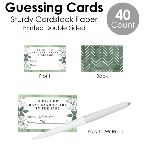 Big Dot of Happiness Boho Botanical - How Many Candies Greenery Party Game - 1 Stand and 40 Cards - Candy Guessing Game {7}