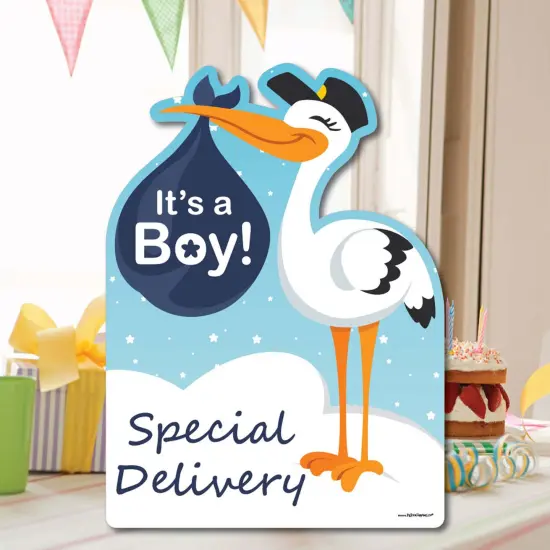 Big Dot of Happiness Boy Special Delivery - Baby Shower Decorations - Blue It's A Boy Stork Baby Announcement & Welcome Yard Sign {7}