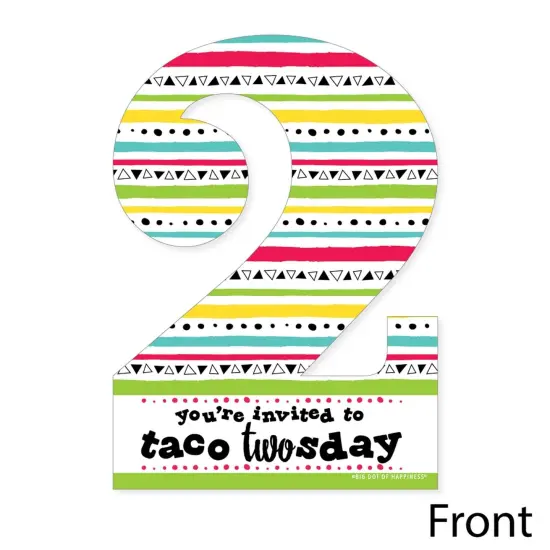 Big Dot of Happiness Taco Twosday - Shaped Fill-in Invitations - Fiesta Second Birthday Party Invitation Cards with Envelopes - Set of 12 {4}